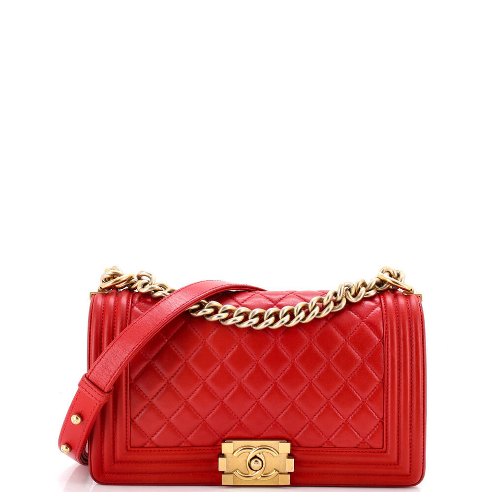 Chanel Old Medium Boy Flap Bag Quilted Lambskin